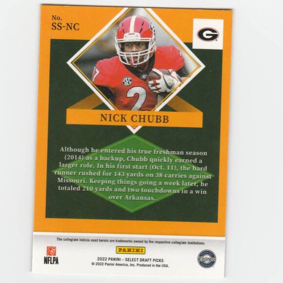 Nick Chubb Panini Select Silver Draft Picks Georgia Texans Browns Star RB - Picture 2 of 2